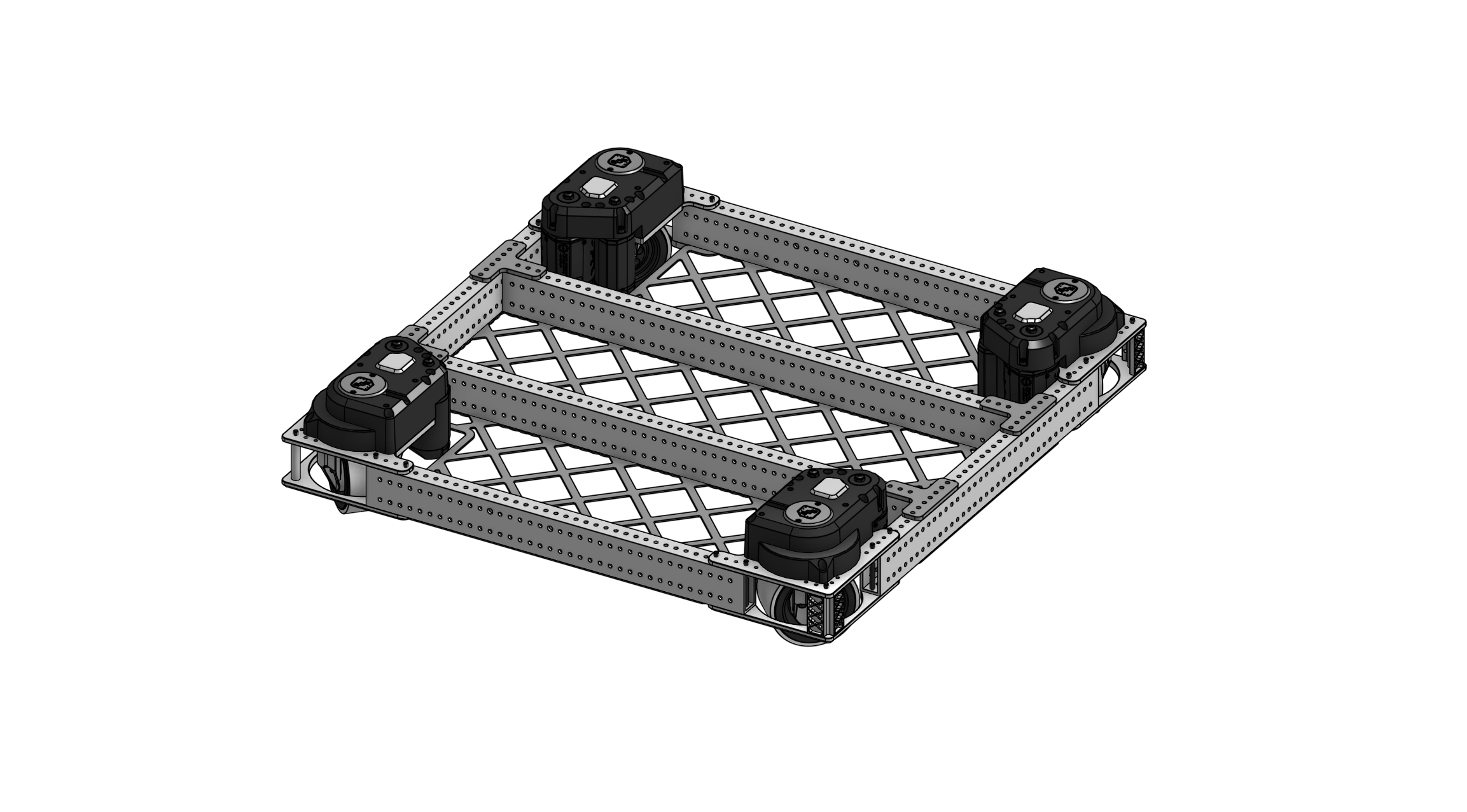 CAD rendering of a legal FRC drivebase using COTS parts