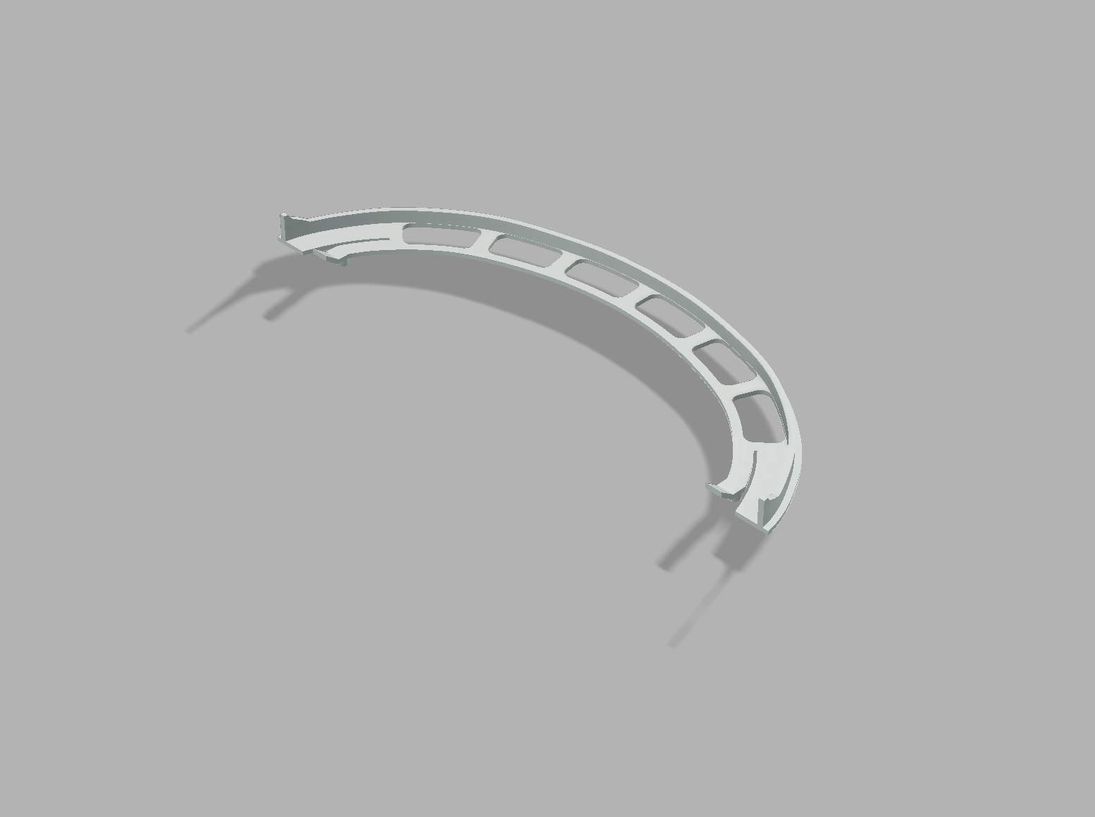 Version 10 CAD rendering of a curved light cover mounting bracket