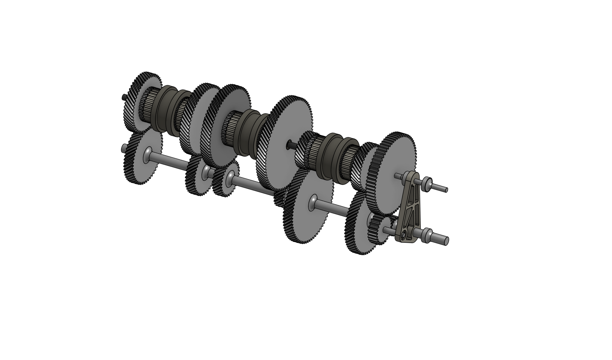 CAD rendering of a 6 speed manual transmission gearbox