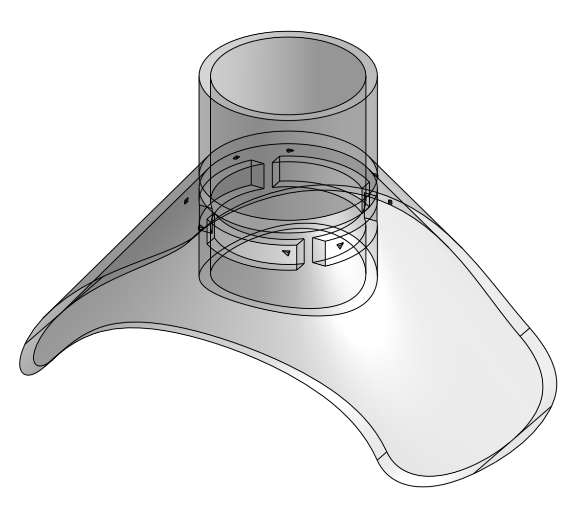 CAD rendering of the shopvac suction cup prototype